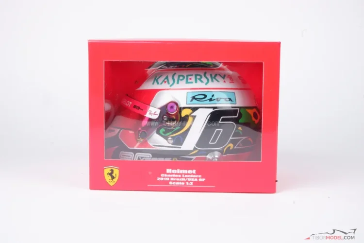 Charles Leclerc 2019 VC USA+Brazília mini prilba, Ferrari, 1:2 Bell