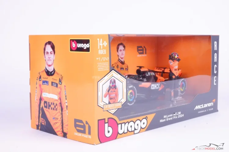 McLaren MCL38 - Oscar Piastri (2024), s figúrkou, 1:24 Bburago