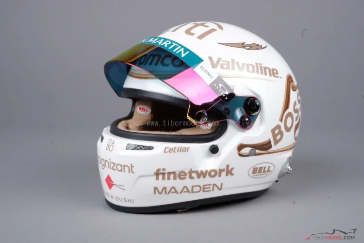 Fernando Alonso 2025 VC Číny mini prilba, Aston Martin, 1:2 Bell