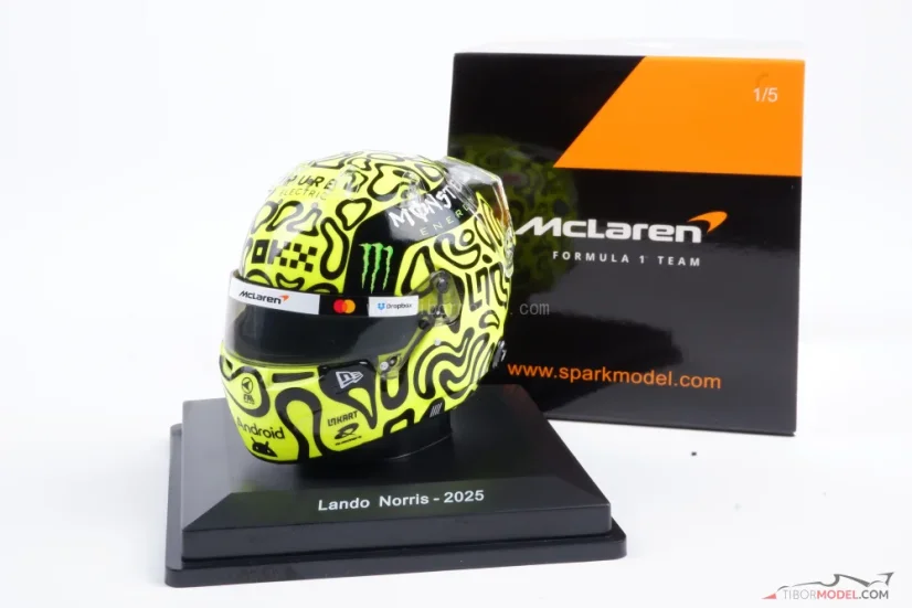 Lando Norris 2025 mini prilba, McLaren, 1:5 Spark