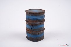 Oil barrel rusty, blue colour, 1:18 scale