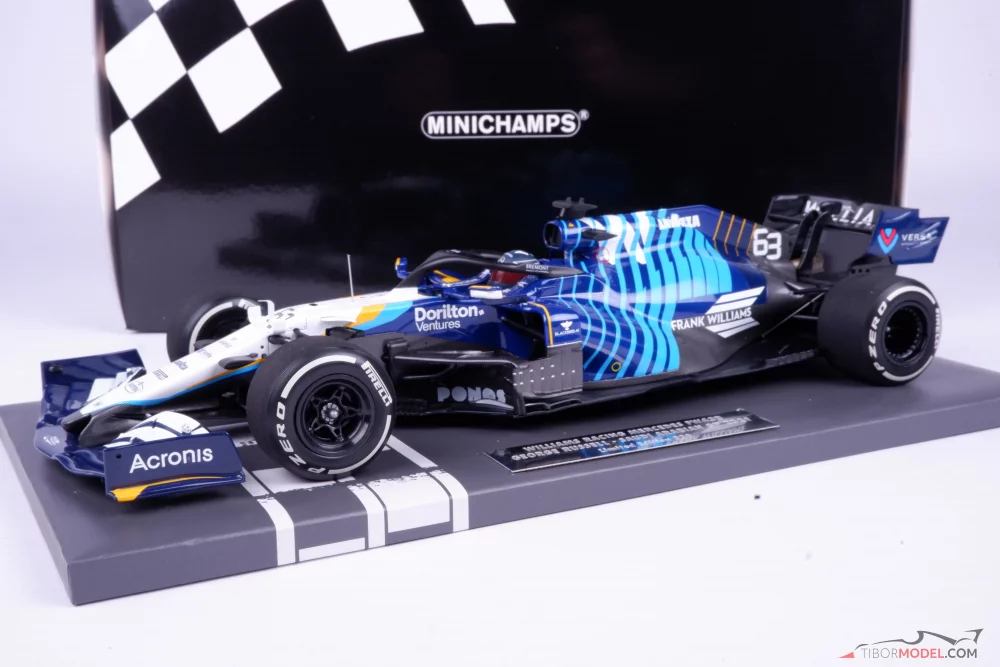 Minichamps 417210163 1:43 Williams Racing Mercedes FW43B-George  Russell-Bahrain GP 2021 Collectible Miniature Car, Multicoloured