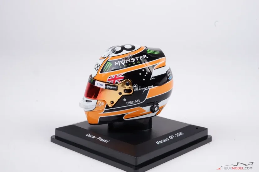 Oscar Piastri 2025 Monaco GP mini helmet, McLaren, 1:5 Spark