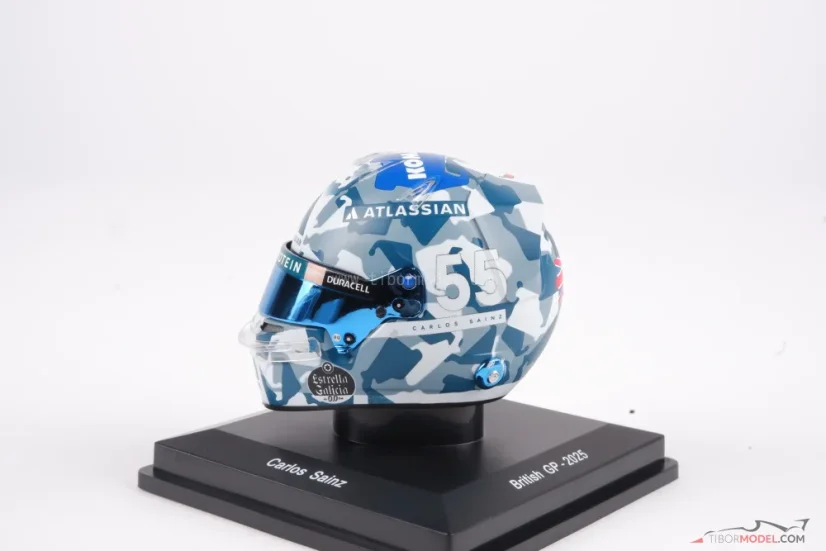 Carlos Sainz 2025 VC Velké Británie mini přilba, Williams, 1:5 Spark