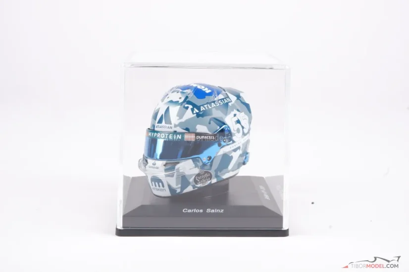 Carlos Sainz 2025 VC Velké Británie mini přilba, Williams, 1:5 Spark