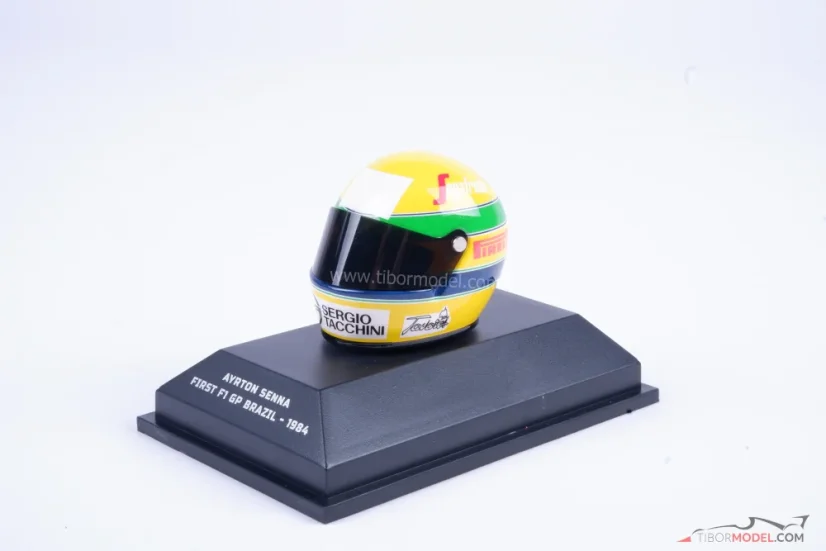Ayrton Senna 1984 Toleman přilba, debut v F1, 1:8 Minichamps