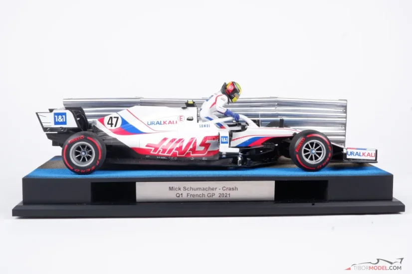 Diorama Haas VF-21 - Mick Schumacher nehoda 2021 Francie, 1:18