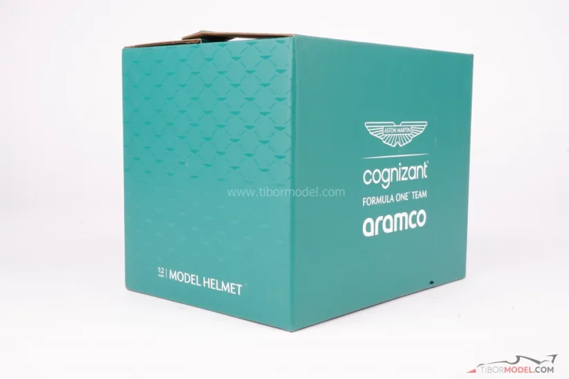Lance Stroll 2023 Aston Martin helmet, 1:2 Stilo