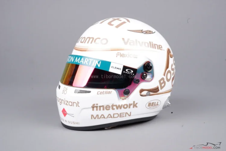 Fernando Alonso 2025 VC Číny mini prilba, Aston Martin, 1:2 Bell