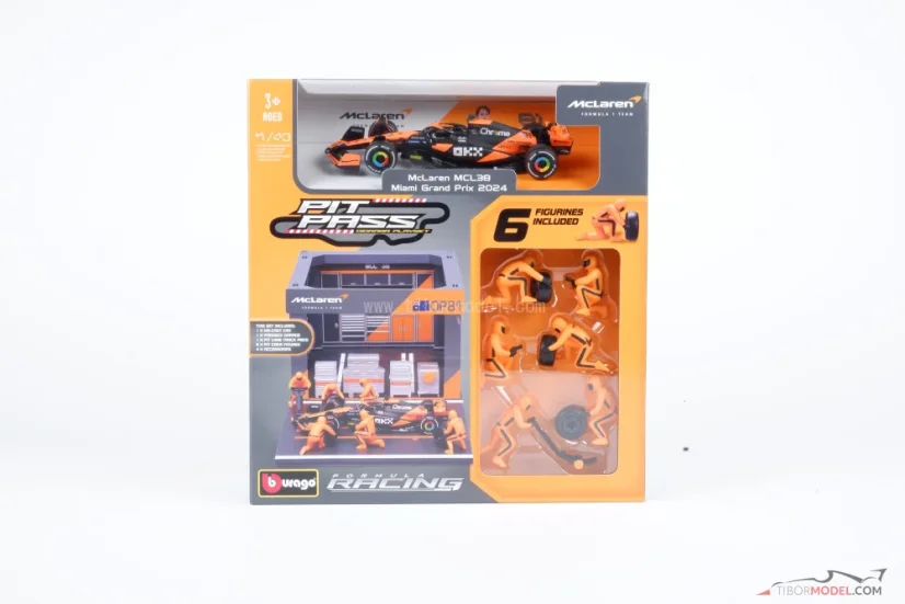Pit Stop sada McLaren MCL38 Oscar Piastri (2024), 1:43 BBurago