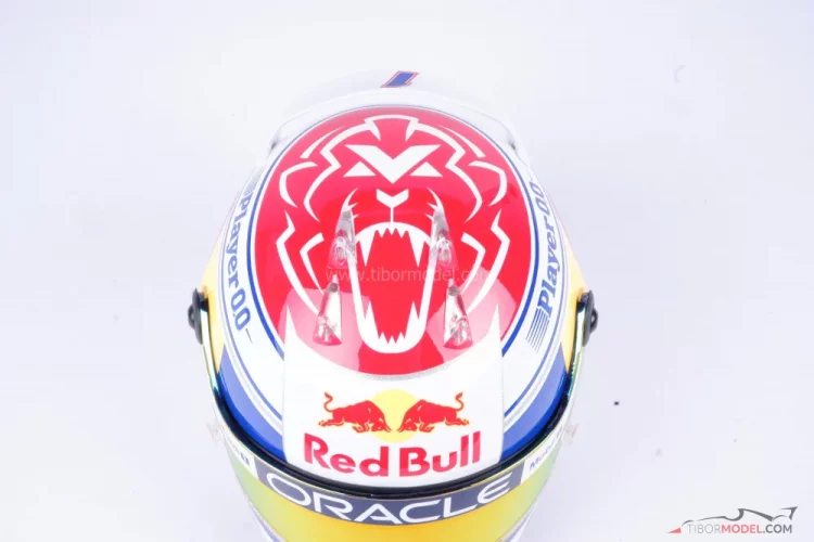 Max Verstappen 2023 Retro, Red Bull helmet, 1:2 Schuberth