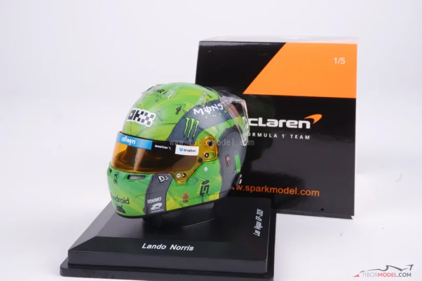 Lando Norris 2025 VC Las Vegas mini prilba, McLaren F1 Team, 1:5 Spark