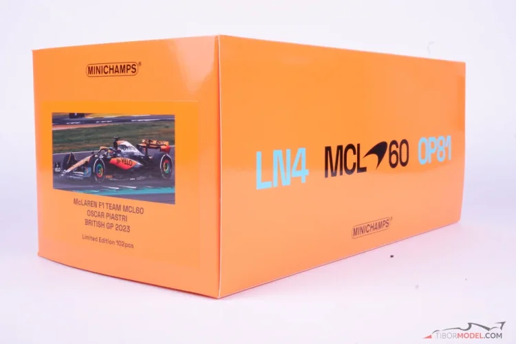 McLaren MCL60 - Oscar Piastri (2023), VC Veľkej Británie, 1:18 Minichamps McLaren MCL60 - Oscar Piastri (2023), VC Veľkej Británie, 1:18 Minichamps