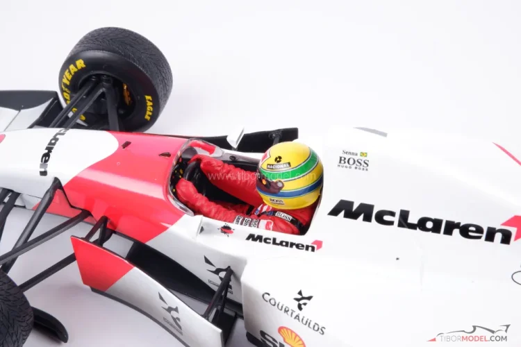 McLaren MP4/8 - Ayrton Senna (1993), VC Evropy, špinavá verze, 1:18 Minichamps