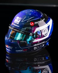 Oliver Bearman 2025 Szingapúri Nagydíj mini sisak, Haas, 1:2 Bell