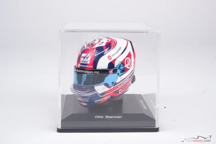 Oliver Bearman  2025 British GP mini helmet, Haas F1 Team helmet, 1:5 Spark