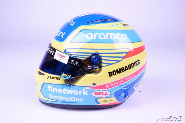 Fernando Alonso 2023 Aston Martin helmet, 1:2 Bell
