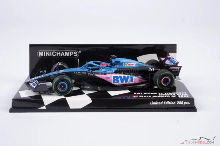 Alpine A523 - Esteban Ocon (2023), 3. miesto Monako, 1:43 Minichamps Alpine A523 - Esteban Ocon (2023), 3. miesto Monako, 1:43 Minichamps
