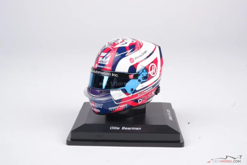 Oliver Bearman  2025 British GP mini helmet, Haas F1 Team helmet, 1:5 Spark