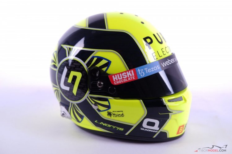 Lando Norris mini helma, McLaren, VC Kataru 2021, 1:2 Bell