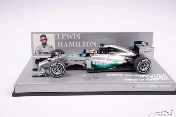 Model car Mercedes W05 Hamilton 2014, 1:43 Minichamps | Tibormodel.com