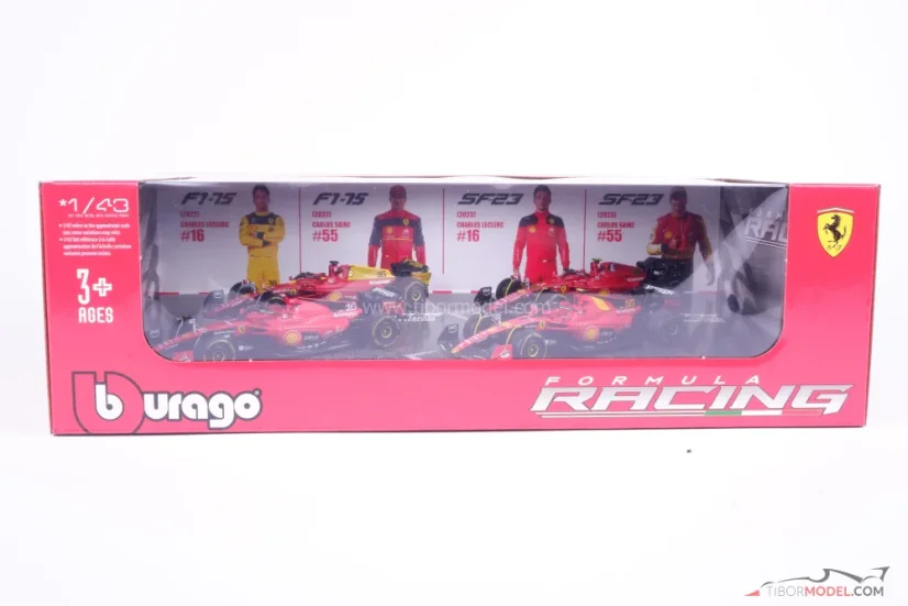 Ferrari Leclerc Sainz 2022-2023, ajándékcsomagolás, 1:43 BBurago