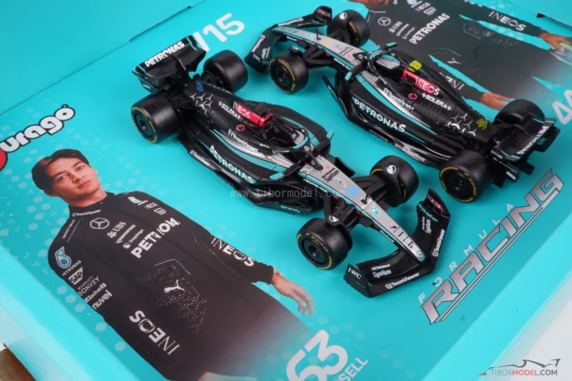 Mercedes W15 Hamilton + Russell (2024), dvojbalení, 1:43 BBurago