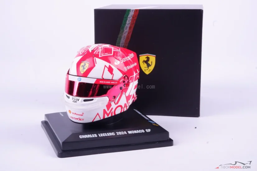 Charles Leclerc 2024 Monaco GP mini helmet, Ferrari, 1:5 Looksmart