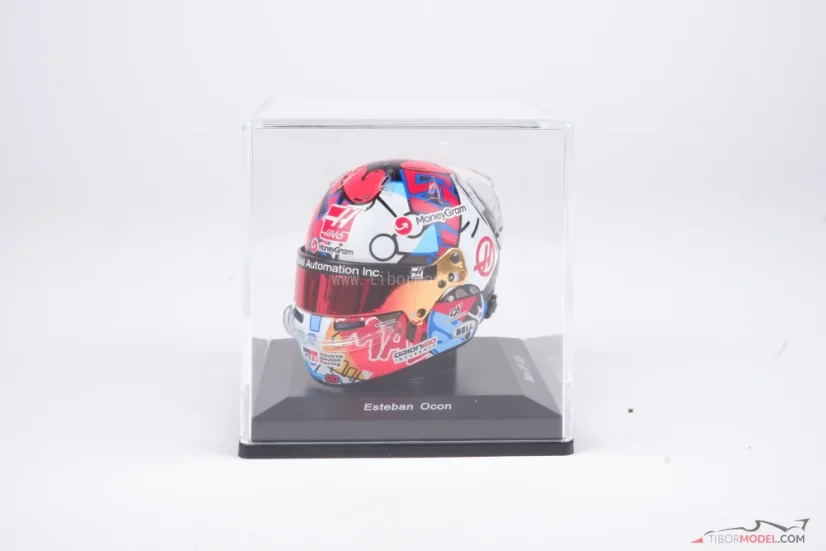 Esteban Ocon 2025 Miami GP mini helmet, Haas F1 Team helmet, 1:5 Spark