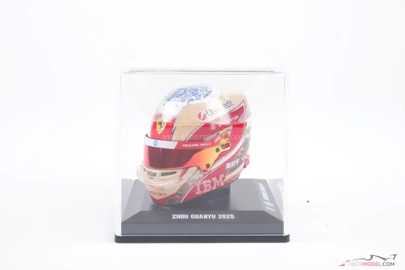 Zhou Guanyu 2025 mini helmet, Ferrari, 1:5 Looksmart