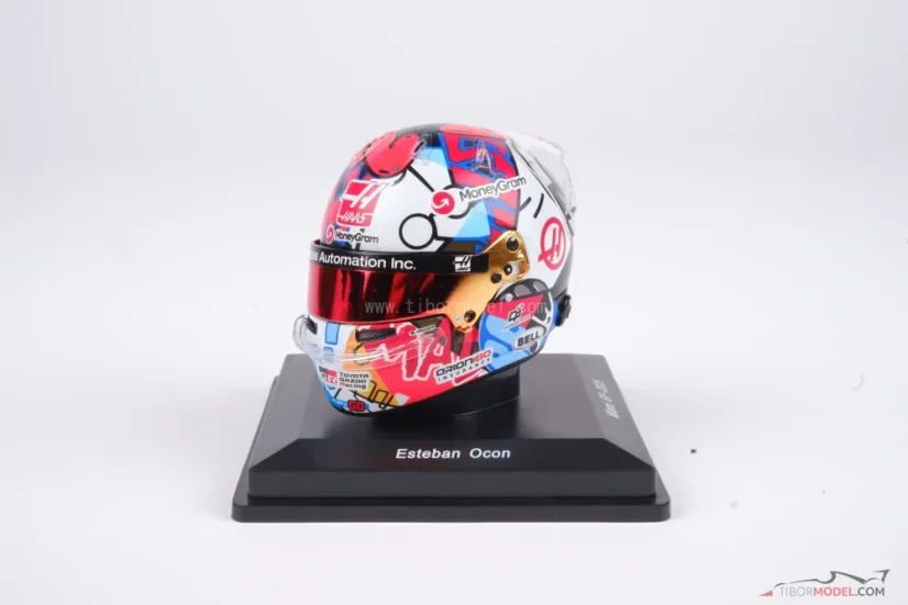 Esteban Ocon 2025 Miami GP mini helmet, Haas F1 Team helmet, 1:5 Spark