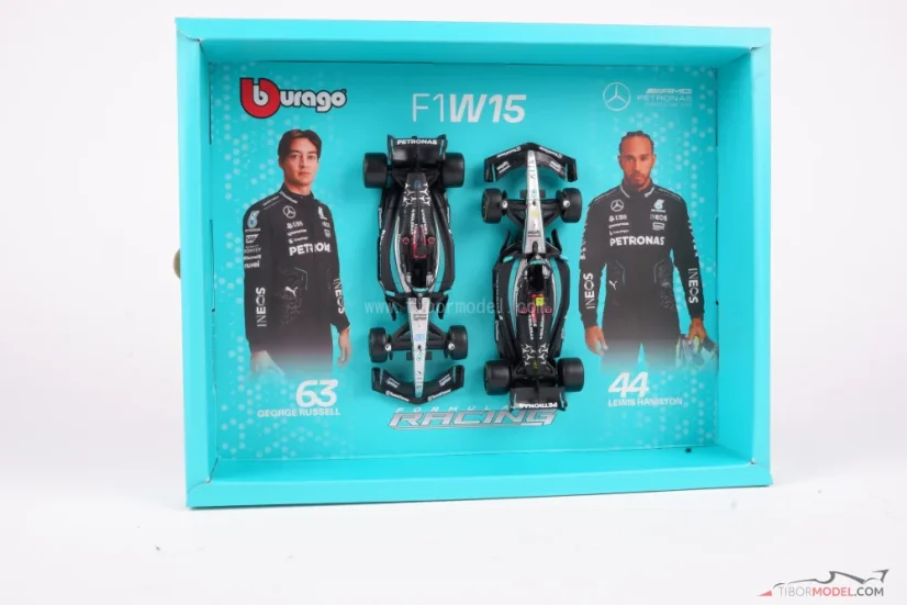 Mercedes W15 Hamilton + Russell (2024), dvojbalení, 1:43 BBurago