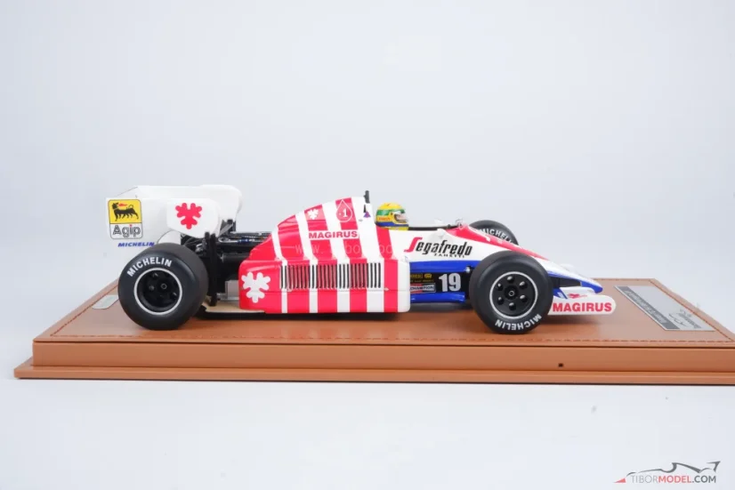 Toleman TG184 - Ayrton Senna (1984), VC Portugalska, s figúrkou pilota 1:18 Tecnomodel