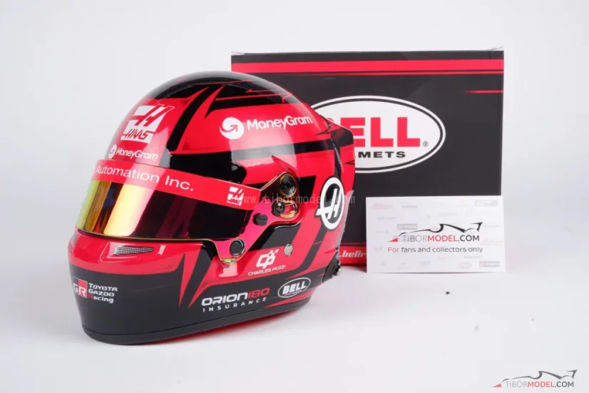 Esteban Ocon 2025 Haas mini helmet, 1:2 Bell