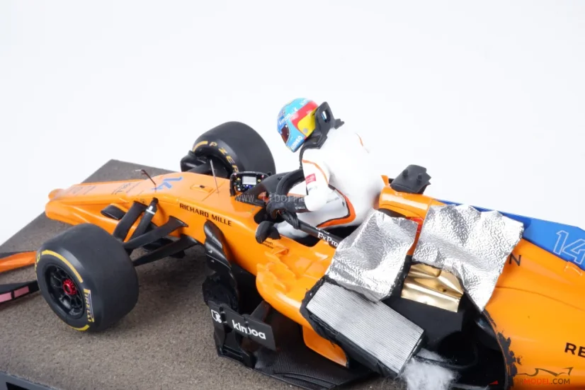 Diorama McLaren MCL33 - Fernando Alonso nehoda 2018 Belgicko, 1:18