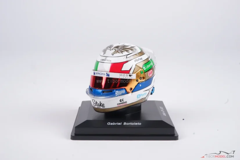 Gabriel Bortoleto 2025 Italian GP mini helmet, Sauber, 1:5 Spark