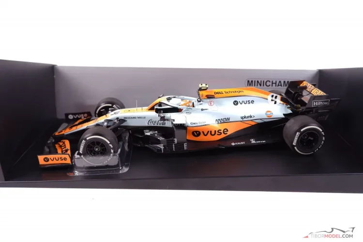 Model McLaren MCL35M Norris Gulf Monaco 2021, 1:18 | Tibormodel.com