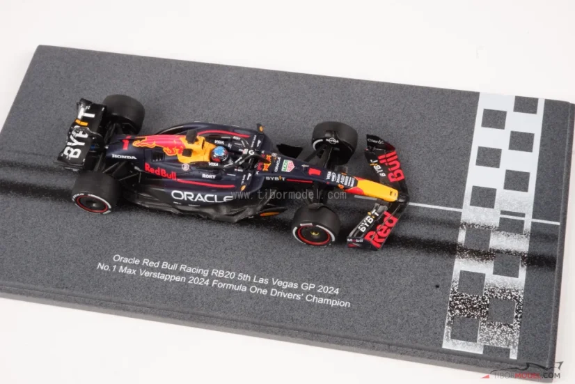 Red Bull RB20 - Max Verstappen (2024), Világbajnok + pit board és különleges talapzat, 1:43 Spark