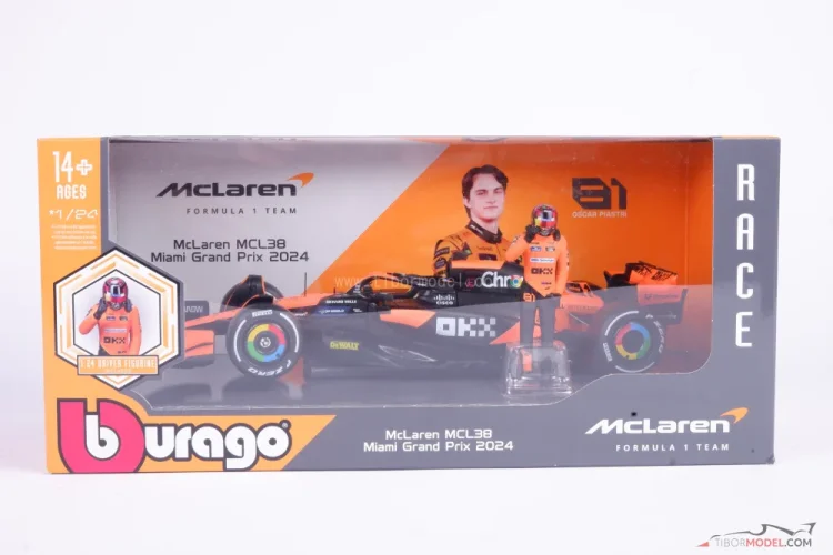 McLaren MCL38 - Oscar Piastri (2024), s figúrkou, 1:24 Bburago