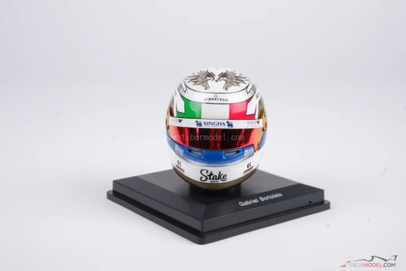Gabriel Bortoleto 2025 Italian GP mini helmet, Sauber, 1:5 Spark