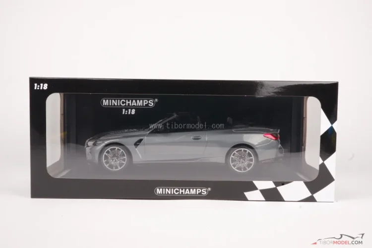 BMW M4 kabrió (2021) szürke, 1:18 Minichamps