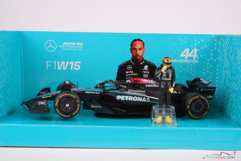 Mercedes W15 - Lewis Hamilton (2024), s figúrkou, 1:24 Bburago