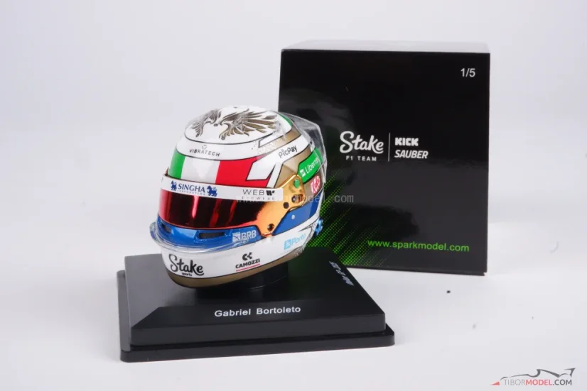 Gabriel Bortoleto 2025 Italian GP mini helmet, Sauber, 1:5 Spark