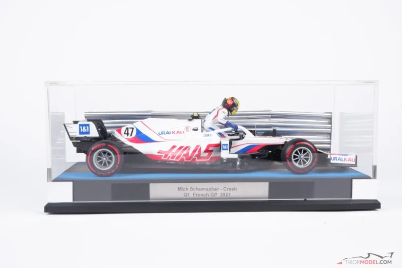 Diorama Haas VF-21 - Mick Schumacher nehoda 2021 Francie, 1:18