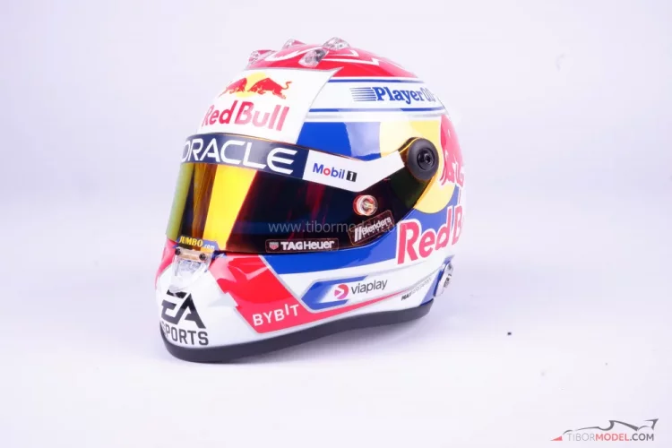 Max Verstappen 2023 Retro, Red Bull prilba, 1:2 Schuberth