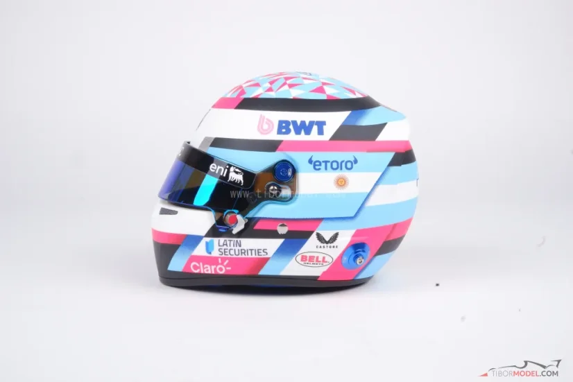 Franco Colapinto 2026 mini helmet, Alpine, 1:2 Bell
