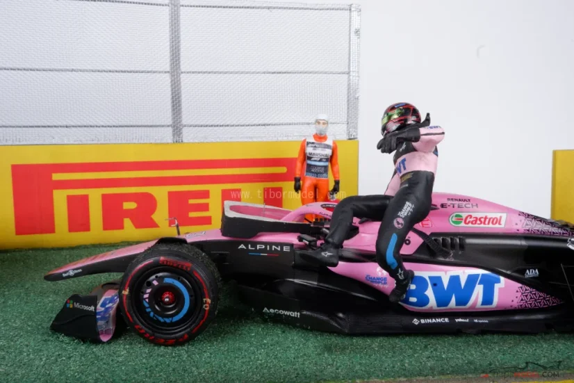 Dioráma Alpine A523 - Gasly & Ocon baleset 2023 Ausztrália, 1:18