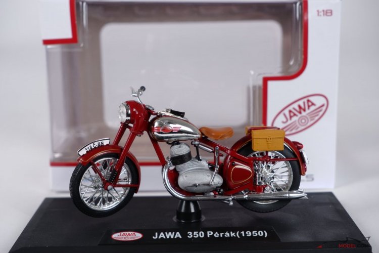 Jawa 350 Perak with bags, dark red (1950), 1:18 Abrex