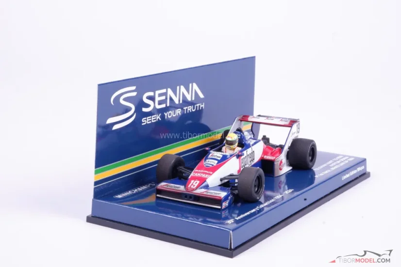 Toleman TG183B - Ayrton Senna (1984), 2. miesto Brazilia, špinavá verzia, 1:43 Minichamps