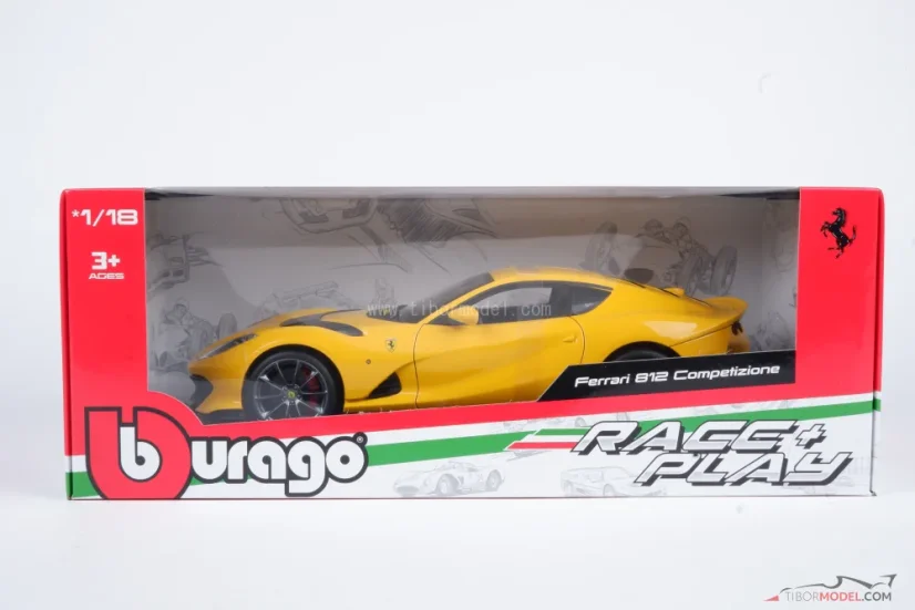 Ferrari 812 Competizione (2021) sárga, 1:18 Bburago